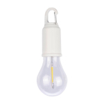 Oplaadbare lamp in de vorm van een gloeilamp met clip voor transport kleur wit eerste weergave