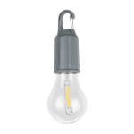 Oplaadbare lamp in de vorm van een gloeilamp met clip voor transport kleur grijs eerste weergave