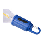 Oplaadbare lamp in de vorm van een gloeilamp met clip voor transport derde weergave