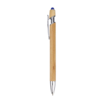 Bamboe balpen met gekleurde styluspunt, blauwe inkt kleur ultramarijn blauw eerste weergave