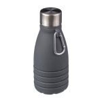 Opvouwbare siliconen drinkfles met stalen dop en karabijnhaak 550ml kleur zwart tweede weergave