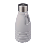 Opvouwbare siliconen drinkfles met stalen dop en karabijnhaak 550ml kleur grijs tweede weergave