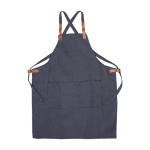 Polyester en katoenen schort met 2 voorzakken kleur blauw tweede weergave