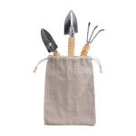 Katoenen tas met een set van 3 tuinwerktuigen kleur khaki eerste weergave