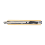 Metalen cutter met bamboe handvat en clip voor bevestiging kleur bruin tweede weergave