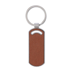 Rechthoekige sleutelhanger van gerecycled leer, personaliseerbaar kleur bruin eerste weergave