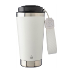RVS thermosbeker met bijpassende band en zwarte deksel, 500 ml kleur wit eerste weergave