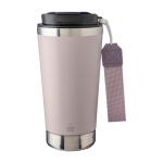 RVS thermosbeker met bijpassende band en zwarte deksel, 500 ml kleur rose paztel eerste weergave