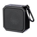 Kleine vierkante speaker met karabijnhaak voor transport tweede weergave
