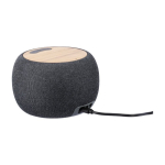 Kleine ronde speaker met bamboe-details aan de bovenkant derde weergave
