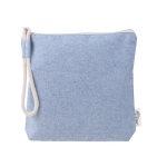 Toilettas van gerecycled katoen in pastelkleuren met touwpolsbandje kleur blauw eerste weergave