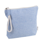 Toilettas van gerecycled katoen in pastelkleuren met touwpolsbandje kleur blauw tweede weergave