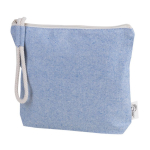 Toilettas van gerecycled katoen in pastelkleuren met touwpolsbandje kleur blauw derde weergave