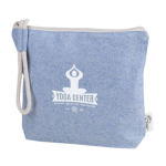 Toilettas van gerecycled katoen in pastelkleuren met touwpolsbandje kleur blauw vierde weergave