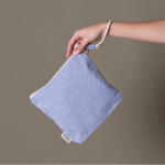 Toilettas van gerecycled katoen in pastelkleuren met touwpolsbandje kleur blauw vijfde weergave
