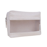 Toilettas van natuurlijk gerecycled canvas met net aan de voorkant kleur naturel tweede weergave