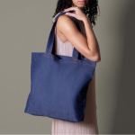 Tas met logo van gerecycled denim met lange handgrepen 280 g/m² kleur jeans blauw gedetailleerde weergave 2