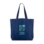 Tas met logo van gerecycled denim met lange handgrepen 280 g/m² kleur jeans blauw met afdrukgebied