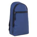 Schoudertas van synthetisch leer met buitenvak aan de voorkant kleur marineblauw tweede weergave