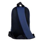 Schoudertas van synthetisch leer met buitenvak aan de voorkant kleur marineblauw vierde weergave