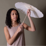 Elegante witte papieren paraplu personaliseren kleur wit zesde weergave