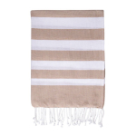Grote pareo handdoek van gerecycled katoen met witte franjes 145 g/m² kleur beige eerste weergave