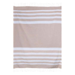 Grote pareo handdoek van gerecycled katoen met witte franjes 145 g/m² kleur beige tweede weergave