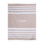 Grote pareo handdoek van gerecycled katoen met witte franjes 145 g/m² kleur beige derde weergave