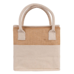Koeltas van jute met verstevigde katoenen handgrepen kleur naturel eerste weergave