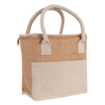 Koeltas van jute met verstevigde katoenen handgrepen kleur naturel derde weergave