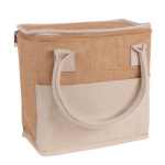 Koeltas van jute met verstevigde katoenen handgrepen kleur naturel vierde weergave