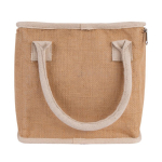Koeltas van jute met verstevigde katoenen handgrepen kleur naturel vijfde weergave