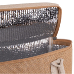 Koeltas van jute met verstevigde katoenen handgrepen kleur naturel gedetailleerde weergave