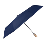 Windbestendige paraplu van RPET-pongee met bamboe handvat Ø97 kleur marineblauw eerste weergave