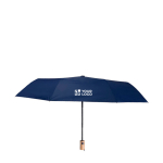 Windbestendige paraplu van RPET-pongee met bamboe handvat Ø97 kleur marineblauw met afdrukgebied