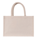 Kleine tas van gerecycled katoen met kort handvat kleur naturel derde weergave