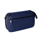 Toilettas van zacht aanvoelend synthetisch leer met ritssluiting kleur marineblauw tweede weergave