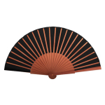 Donker houten waaier met polyesterdoek als geschenk kleur zwart eerste weergave