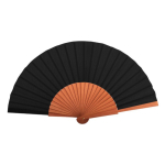 Donker houten waaier met polyesterdoek als geschenk kleur zwart