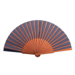 Waaier bedrukken van donker hout en polyesterdoek kleur blauw tweede weergave