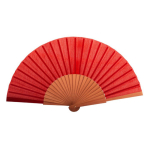 Donker houten waaier met polyesterdoek als geschenk kleur rood