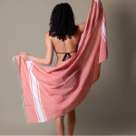 Pareo van gerecycled katoen en polyester in diverse kleuren 150 g/m² kleur oranje vierde weergave