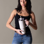 Fles van gerecycled roestvrij staal met rietje en draaglus 1,18 L tweede weergave