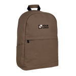 Klassieke laptoptas van katoen met zijvakken 15 inch kleur bruin met afdrukgebied