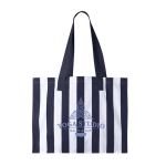 Grote tas van gerecycled katoen met verticaal strepenontwerp kleur blauw derde weergave