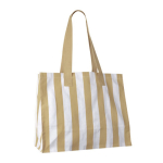 Grote tas van gerecycled katoen met verticaal strepenontwerp kleur beige tweede weergave