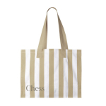 Grote tas van gerecycled katoen met verticaal strepenontwerp kleur beige derde weergave