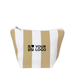 Toilettas van gerecycled katoen met verticaal strepenontwerp kleur beige met afdrukgebied
