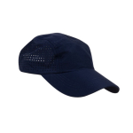 Ademend microvezel pet met logo en gaatjes aan de zijkanten kleur marineblauw eerste weergave