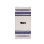 Pareo handdoek van gerecycled katoen en polyester 150 g/m² kleur marineblauw met afdrukgebied